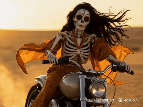 A Female Skeleton Is Riding A Motorcycle Motorcycles GIF