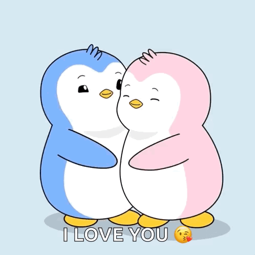 A Peck On The Cheeks Pudgy Penguins GIF