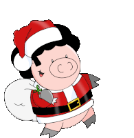 Afro Pig Santa Sticker