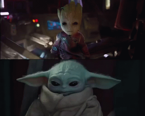 Baby Groot Baby Yoda GIF
