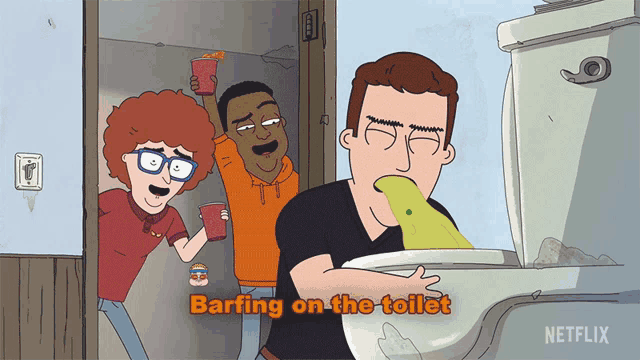 Barfing On The Toilet Barfing On The Couch GIF