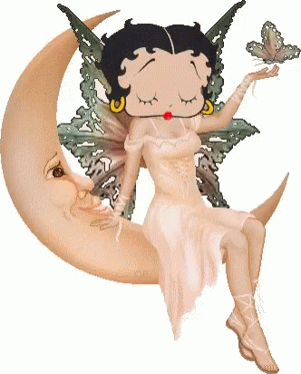 Betty Boop Sitting On Moon GIF
