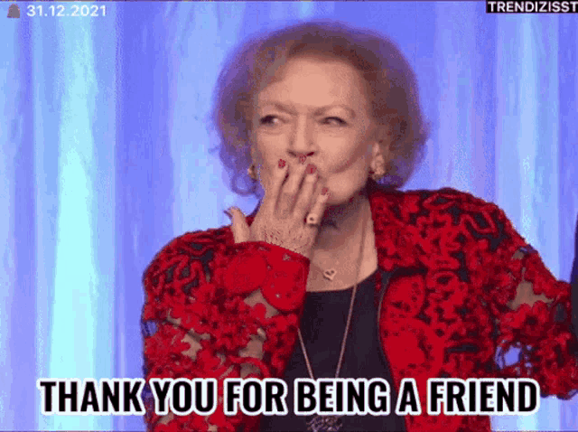 Betty White Thank You For Being A Friend GIF