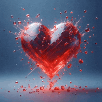 Broken Heart Red Glass Heart GIF