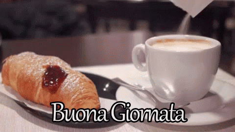Buona Giornata Buon Giorno Caffè E Cornetto Colazione GIF