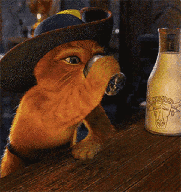 Cat Drinking Alone GIF