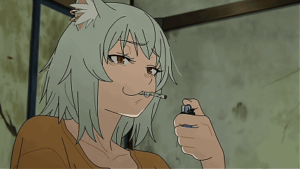 Chainsmoker Cat Anime GIF