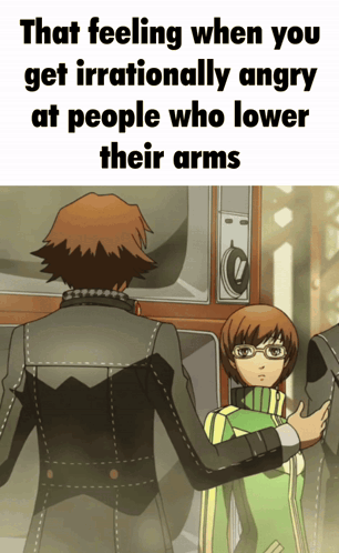 Chie Satonaka When You Get Irrationally Angry At People Who Lower Their Arms GIF