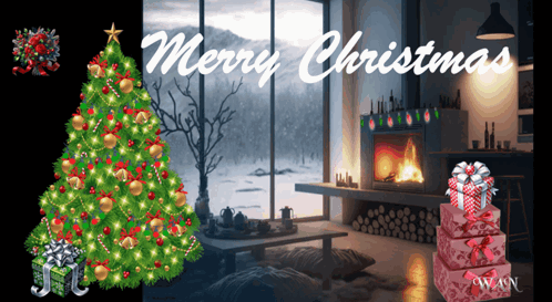 Christmas Tree Fireplace GIF