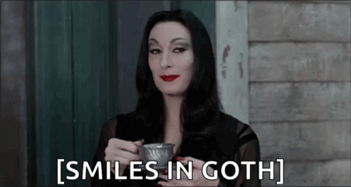 Coffee Sip Morticia Addams GIF