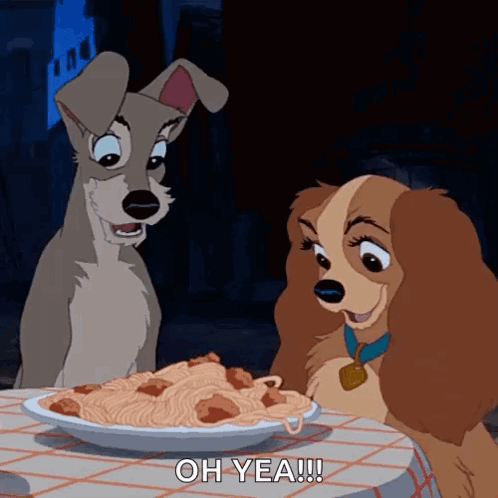 Dogs Eating Noodles GIF