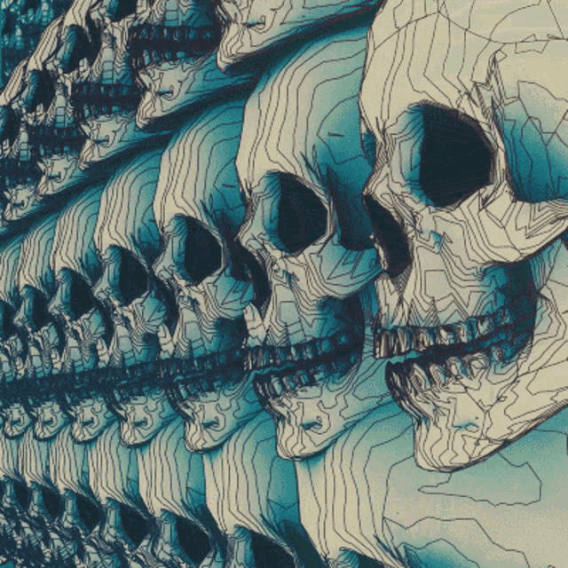 Exploding Skulls Art GIF