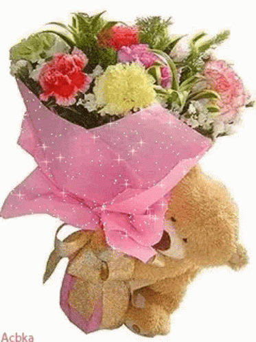 Flower Delivery Teddy Bear GIF