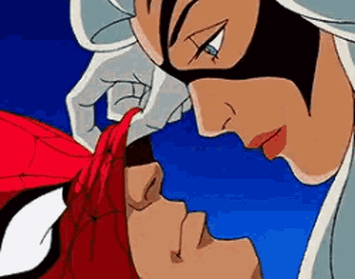 Gata Negra Beija Homem Aranha Spider Man 1994 GIF