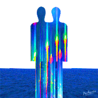 Glitch Art Ocean Sticker
