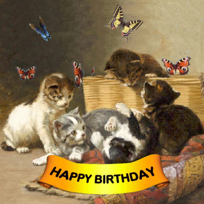 Happy Birthday Birthday Kittens GIF