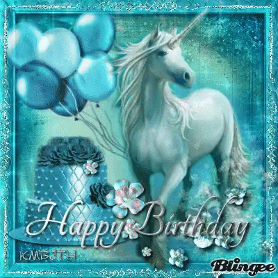 Happy Birthday Unicorn Greetings GIF