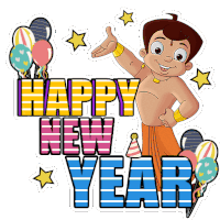Happy New Year Chhota Bheem Sticker