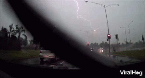 Lightning Lightning Strikes During Drive GIF