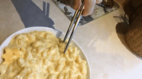 Mac N Cheese Chopsticks GIF
