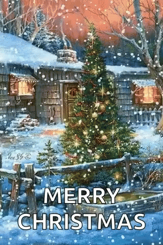 Merry Christmas Snowing GIF