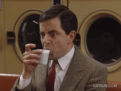 Mr Bean Drinking GIF