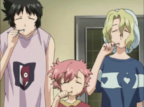 Paper Sisters Brushing Teeth GIF