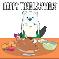 Penguin Thanksgiving Sticker