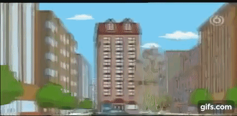 Peter Griffen Chicken Fight Building Collapse GIF