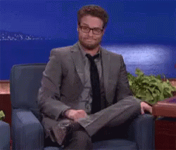 Seth Rogen Shrug & Grin GIF