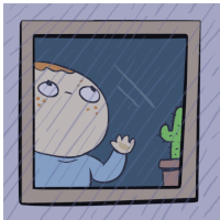 Sherman Gazes Out Of Window, With Rain Outside Sticker