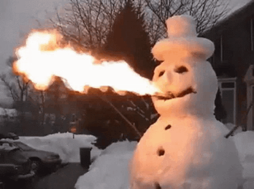 Snowman Fire Flamethrower GIF