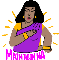Stri With One Hand To Her Chest Says 'I Am Always There' In Hindi Sticker
