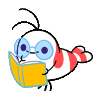 Studying Shy Shrimp Sticker