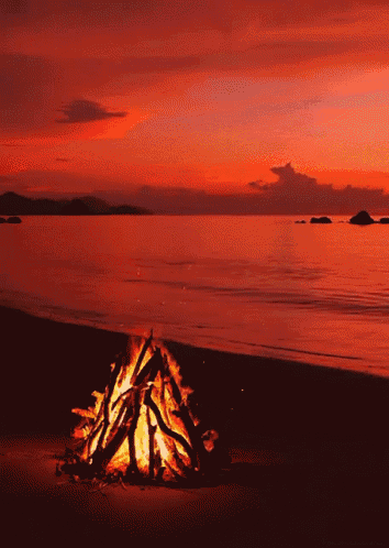 Sunset Fire On Beach From Http://Headlikeanorange.Tumblr.Com/ GIF