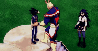 Tokoyami Fumikage Dad Hug By All Might Toshinori Idk My Hero Boku Academia GIF