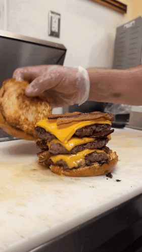 Triple Bacon Cheeseburger Food GIF