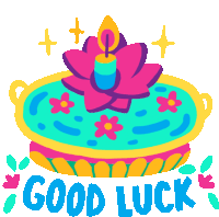 Water Diya Floats Wishing Good Luck Sticker