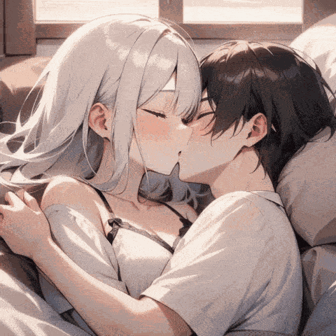 Anime Anime Kiss And Cuddle GIF