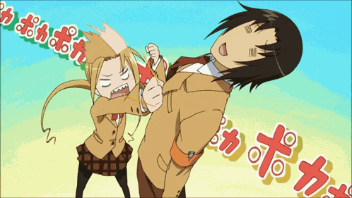 Anime Girl Attack Anime Guy Anime Girl Cat Jojo Mode GIF