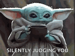Baby Yoda Drink GIF