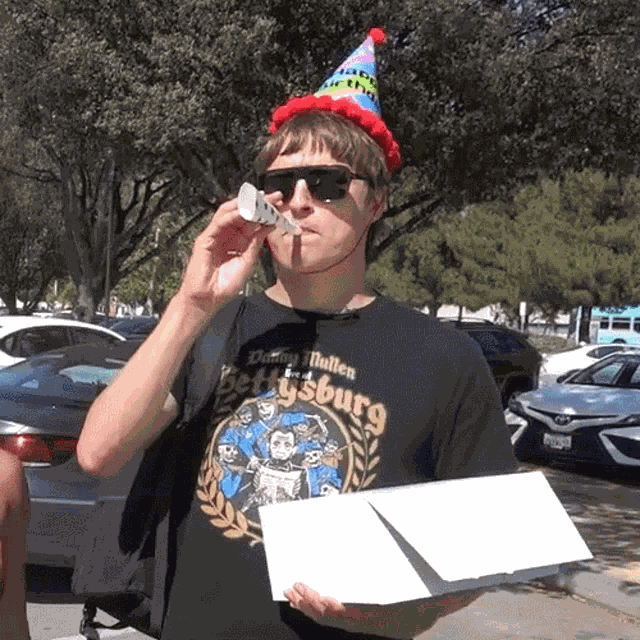 Blowing Party Horn Danny Mullen GIF