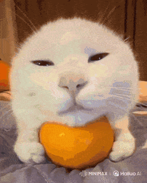 Cat Eating Spicy Orange Hailuo Ai GIF