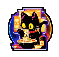 Cat Noodles Black Cat Sticker