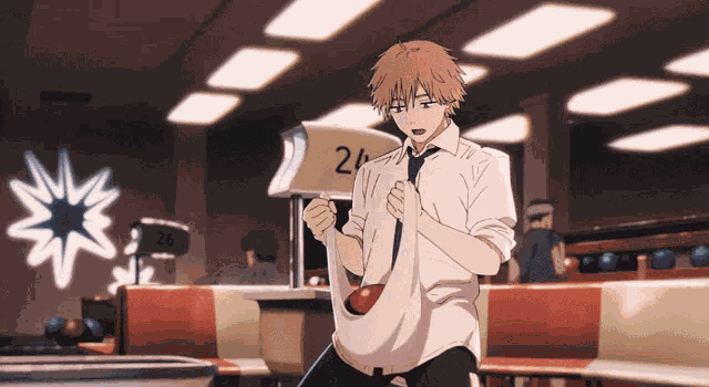Chainsaw Man Bowling Ball GIF