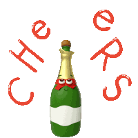 Champagne Bottle Says Cheers Sticker