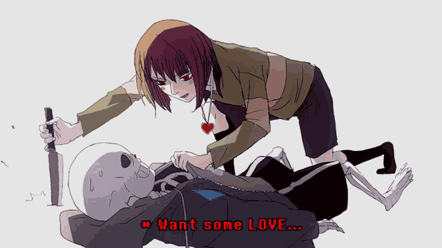 Chara Stabing Sans Sans Haveing Fun GIF