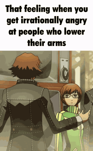 Chie Satonaka When You Get Irrationally Angry At People Who Lower Their Arms GIF
