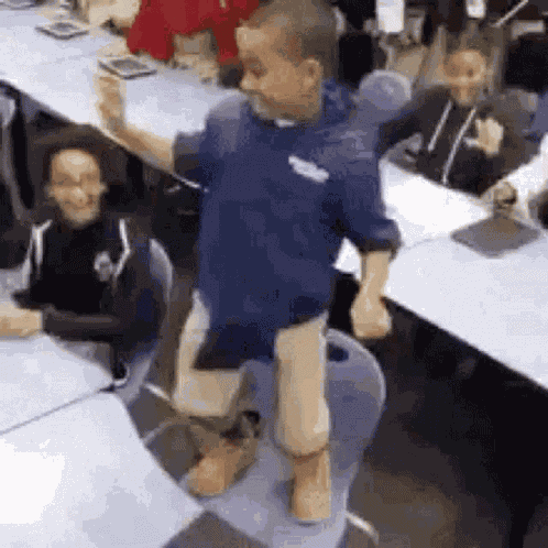 Class Dancing Boy On Chair GIF