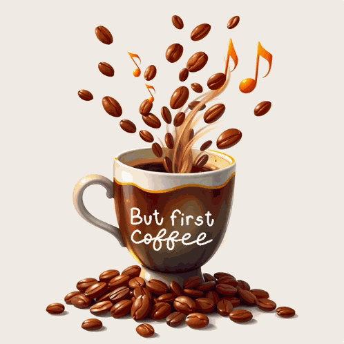 Coffee Music Notes GIF